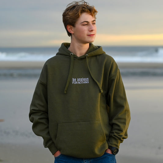 NEW ARRIVAL: Be Anxious for Nothing Embroidered Hoodie
