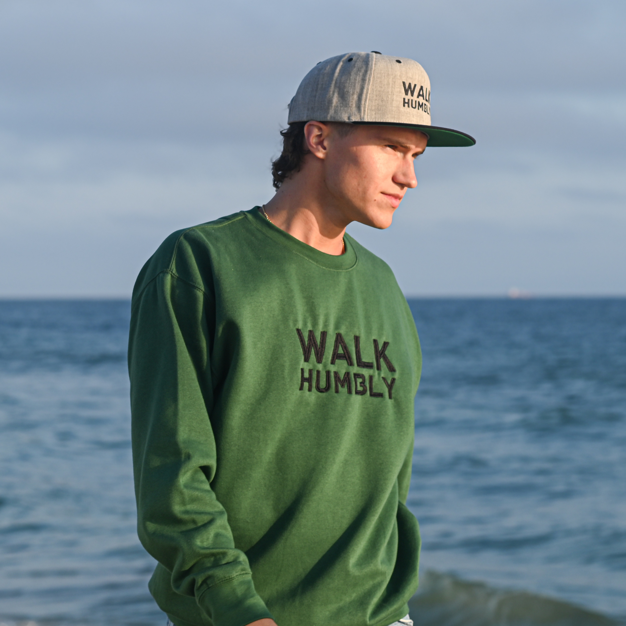 Walk Humbly Embroidered Crew- Black Logo