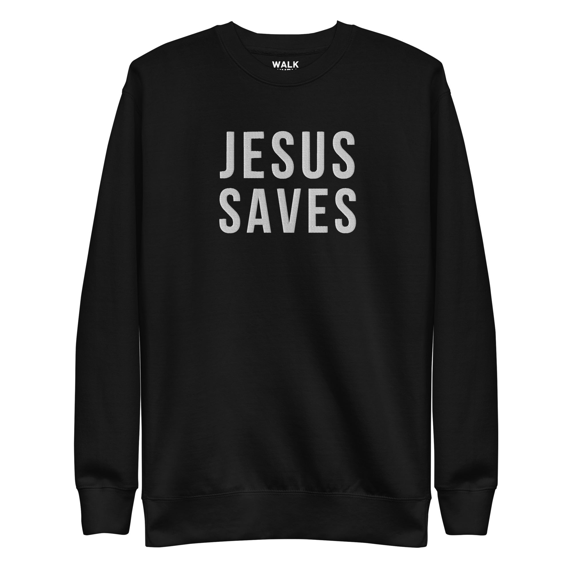 Jesus Saves Embroidered Crew- White Logo