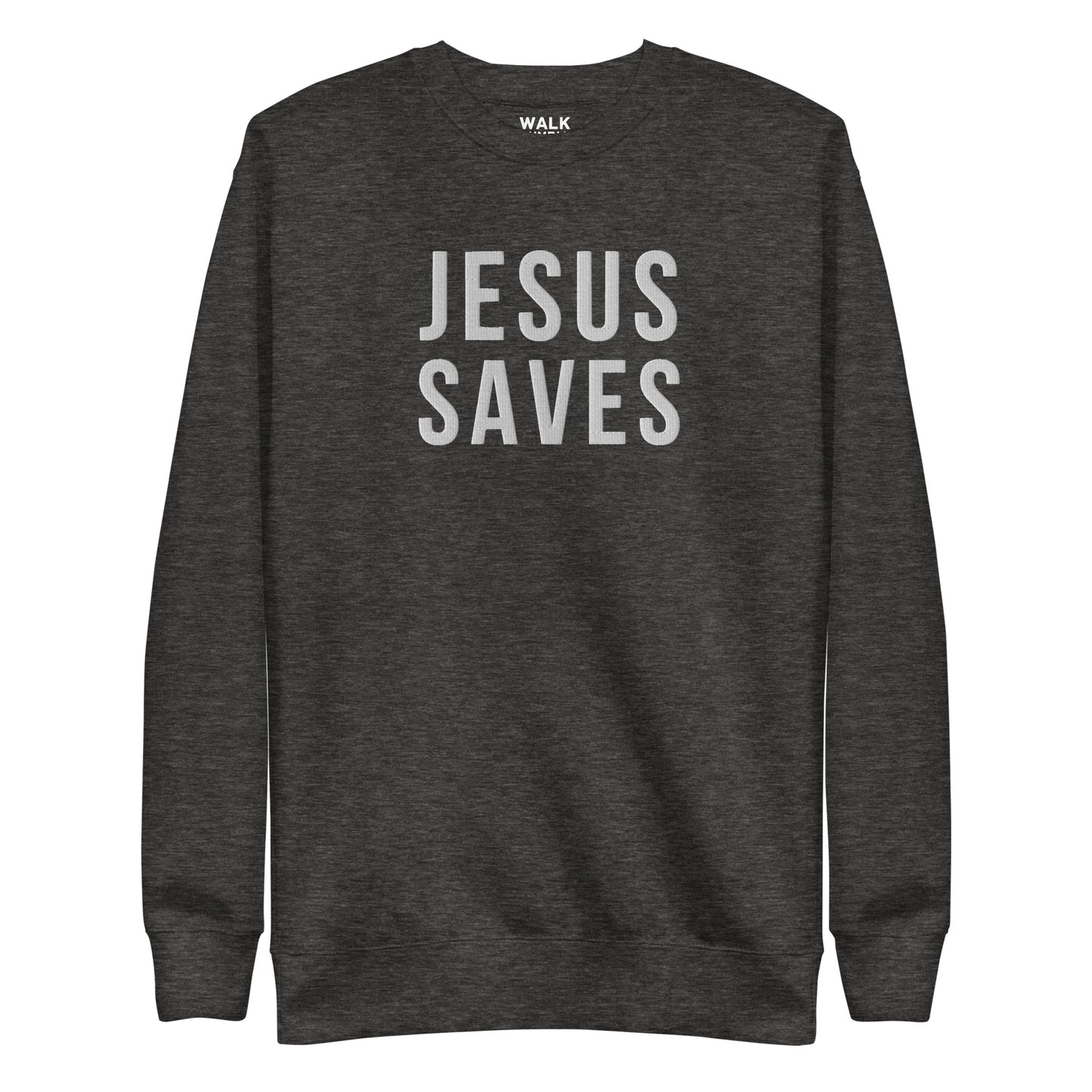 Jesus Saves Embroidered Crew- White Logo