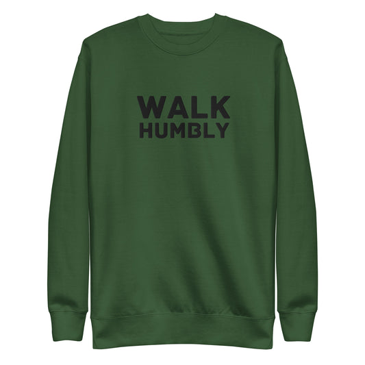 Walk Humbly Embroidered Crew- Black Logo